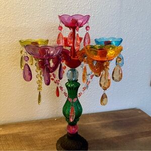 Colorful Multi-Arm Glass / Acrylic Candelabra Centerpiece